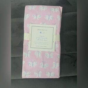 Pottery Barn Kids Pink and White Butterfly Crib Sheet